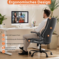 Sweetcrispy ergonomischer höhenverstellbarer PU-Leder Bürostuhl mit klappbaren Armlehnen und Rollen für Büro