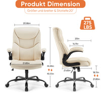Sweetcrispy ergonomischer höhenverstellbarer PU-Leder Bürostuhl mit klappbaren Armlehnen und Rollen für Büro