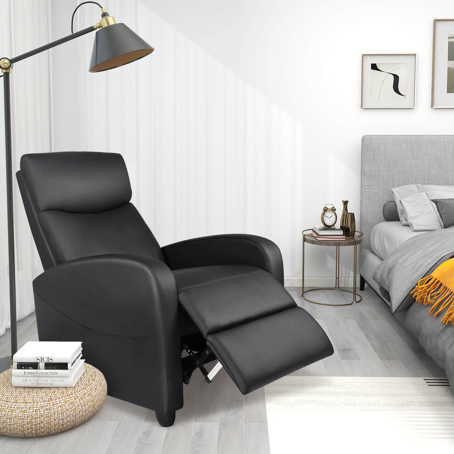 Manual Recliner Chair Winback Single Sofa, Massage und Heizung, Casual Stuhl für Wohnzimmer