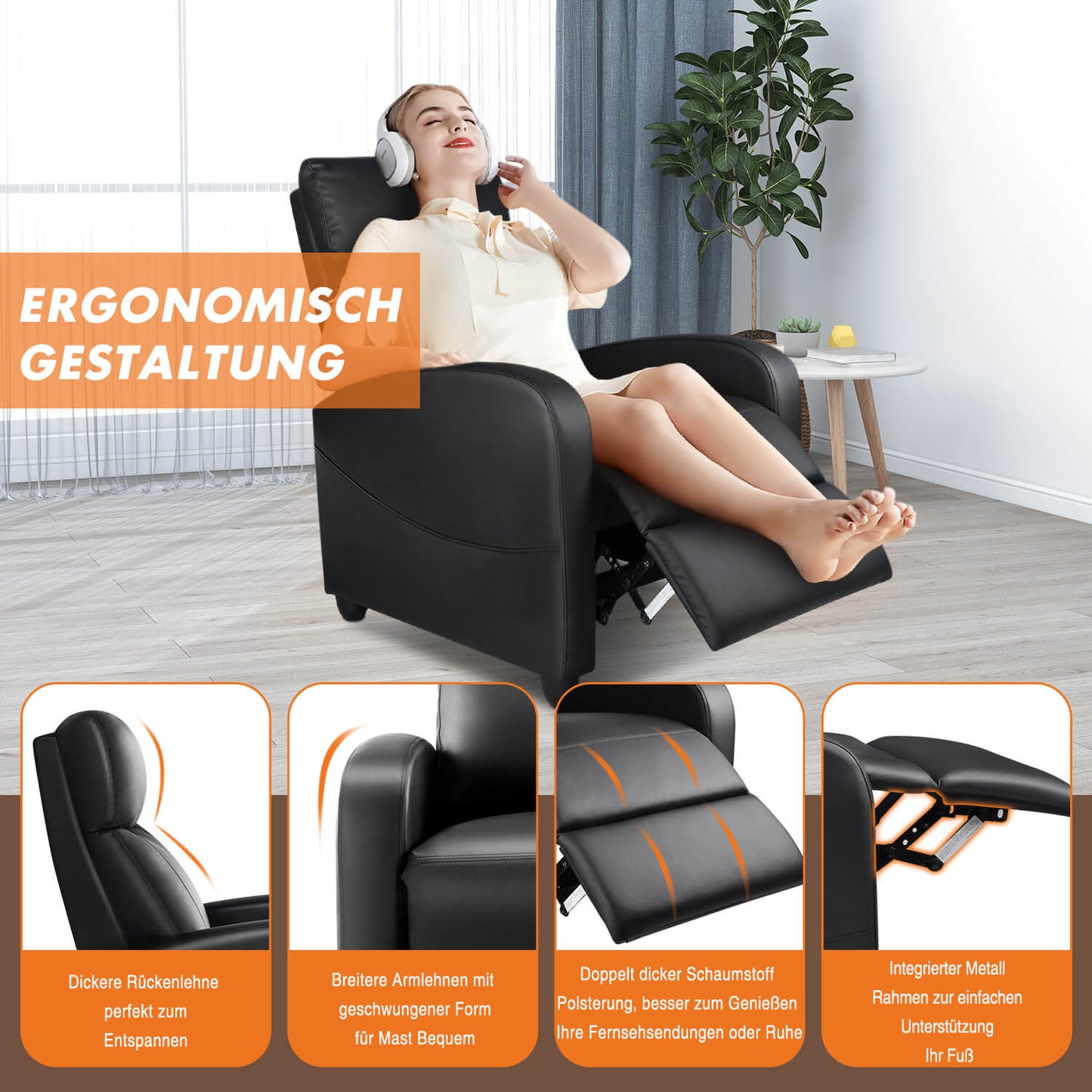 Sweetcrispy Manueller Liegesessel mit Massagefunktion für das Wohnzimmer