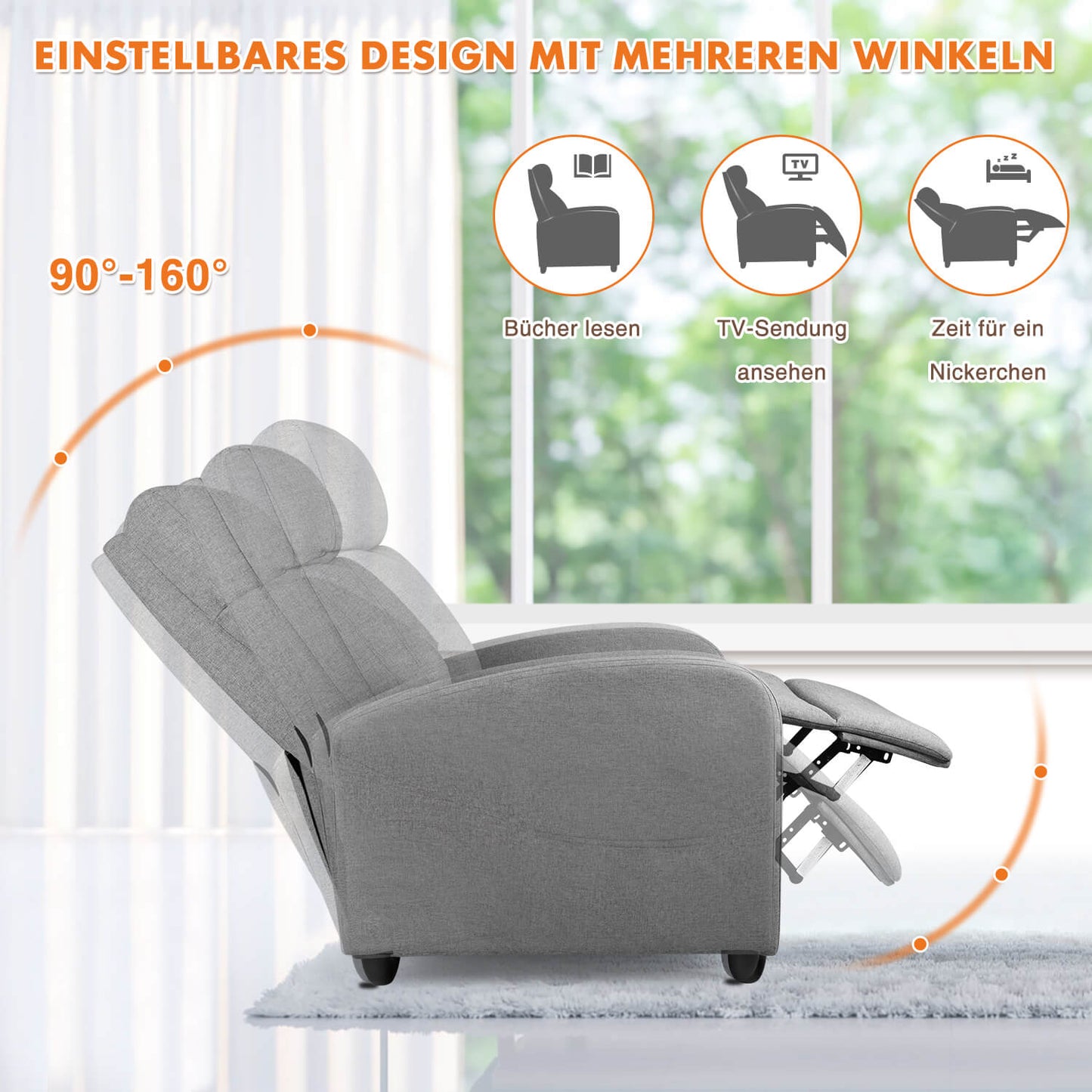 Sweetcrispy Manueller Liegesessel mit Massagefunktion für das Wohnzimmer
