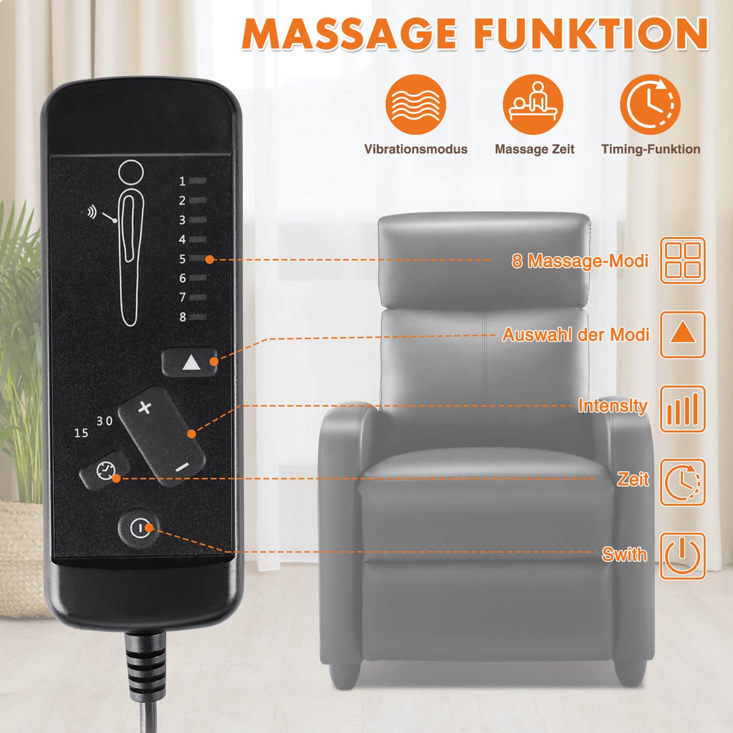 Sweetcrispy Manueller Liegesessel mit Massagefunktion für das Wohnzimmer